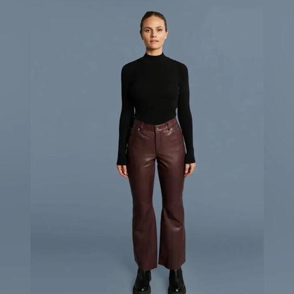 New Bod & Christensen Real Authentic  Italian Leather Boot Cut  Pants size 2 - Picture 1 of 10